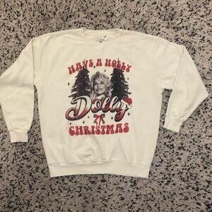 VTG Dolly Parton Sweatshirt Christmas Have a Holly Dolly Christmas Size L